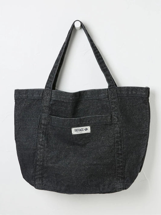 FatFace Astrid Black Tote Pocket 100% Cotton Tote Bag